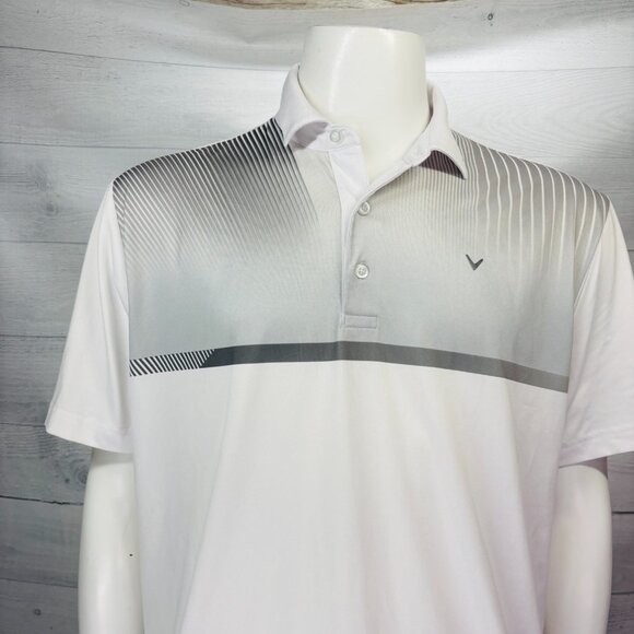 Callaway Men’s Opti-Dri Polo Shirt White Gray Gradient Golf Performance Size L - Picture 4 of 12